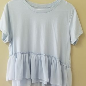 Abercrombie light blue ruffled t-shirt